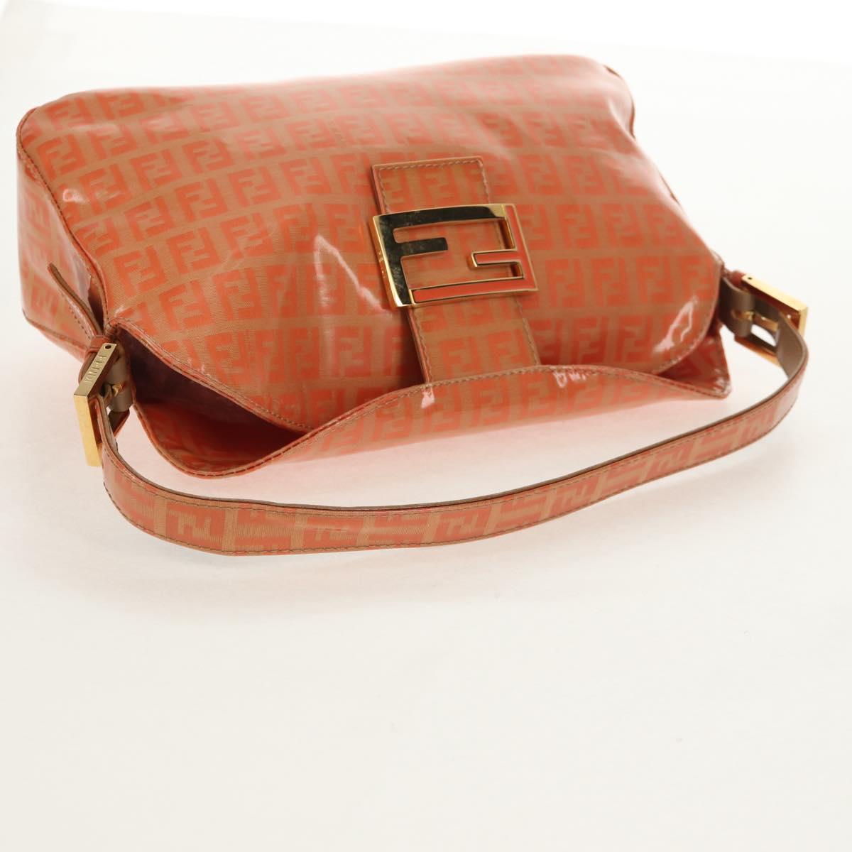 FENDI Zucchino Canvas Mamma Baguette Shoulder Bag Orange Gold Auth yk19564V