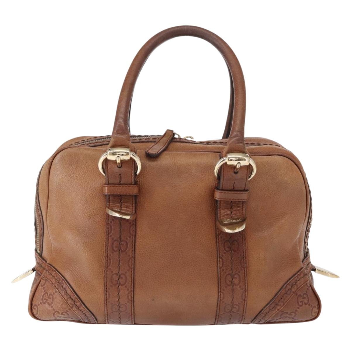 GUCCI GG Canvas Guccissima Hand Bag Leather Brown Gold 181509 Auth yk19565