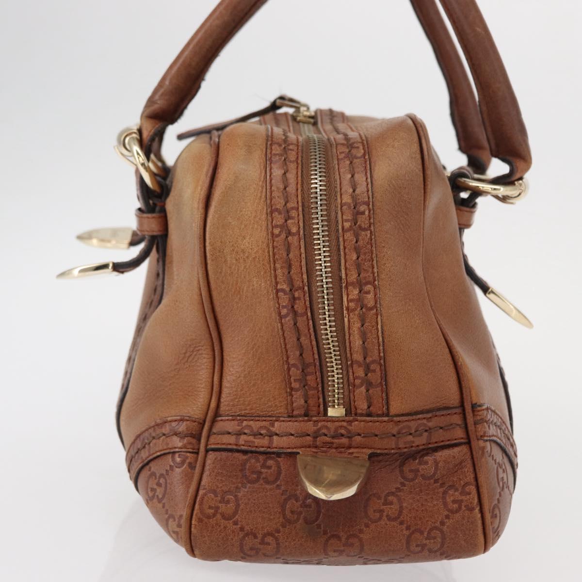 GUCCI GG Canvas Guccissima Hand Bag Leather Brown Gold 181509 Auth yk19565