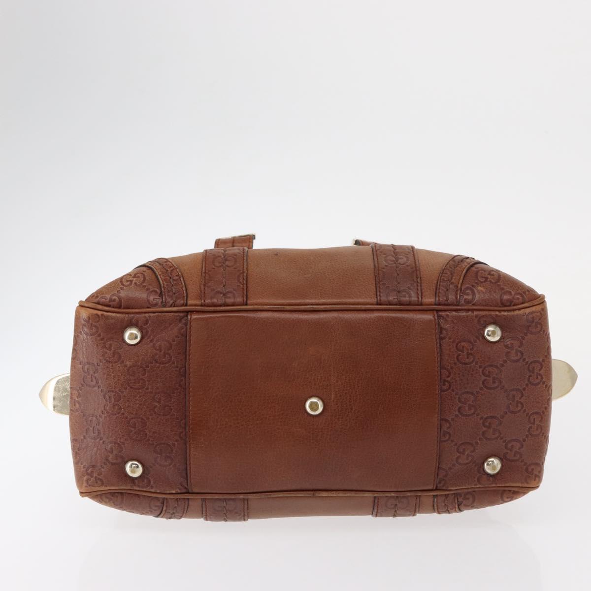 GUCCI GG Canvas Guccissima Hand Bag Leather Brown Gold 181509 Auth yk19565