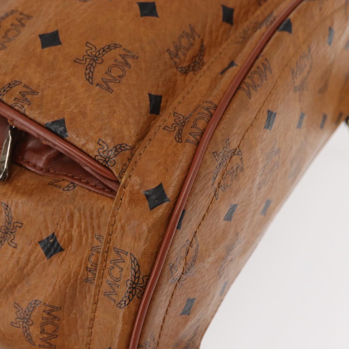 MCM Logogram Vicetos Backpack PVC Leather Brown Gold Auth yk19568
