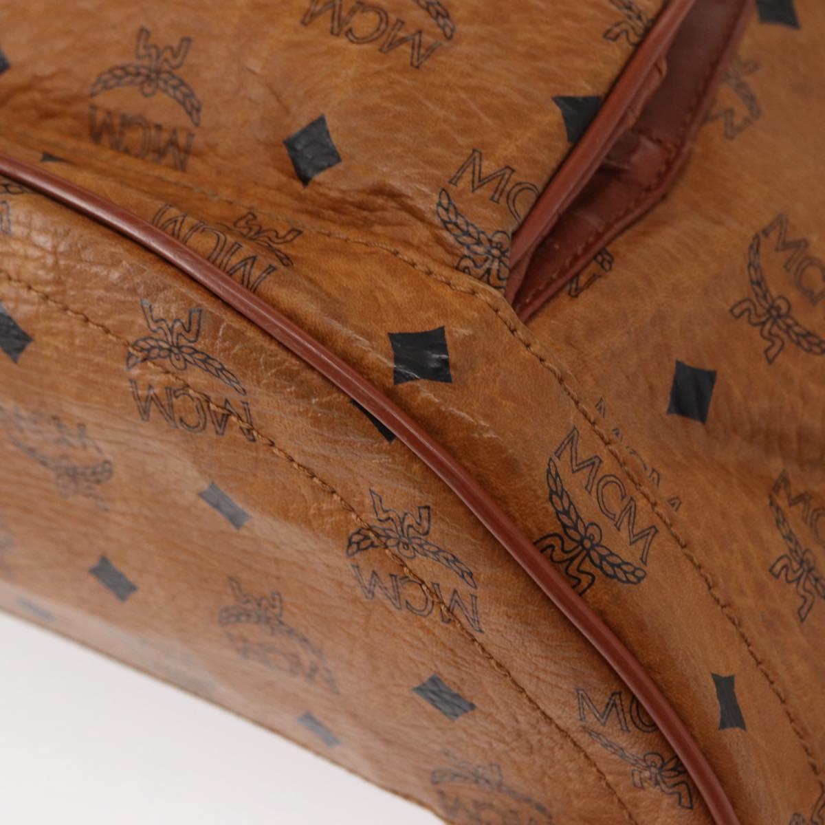 MCM Logogram Vicetos Backpack PVC Leather Brown Gold Auth yk19568