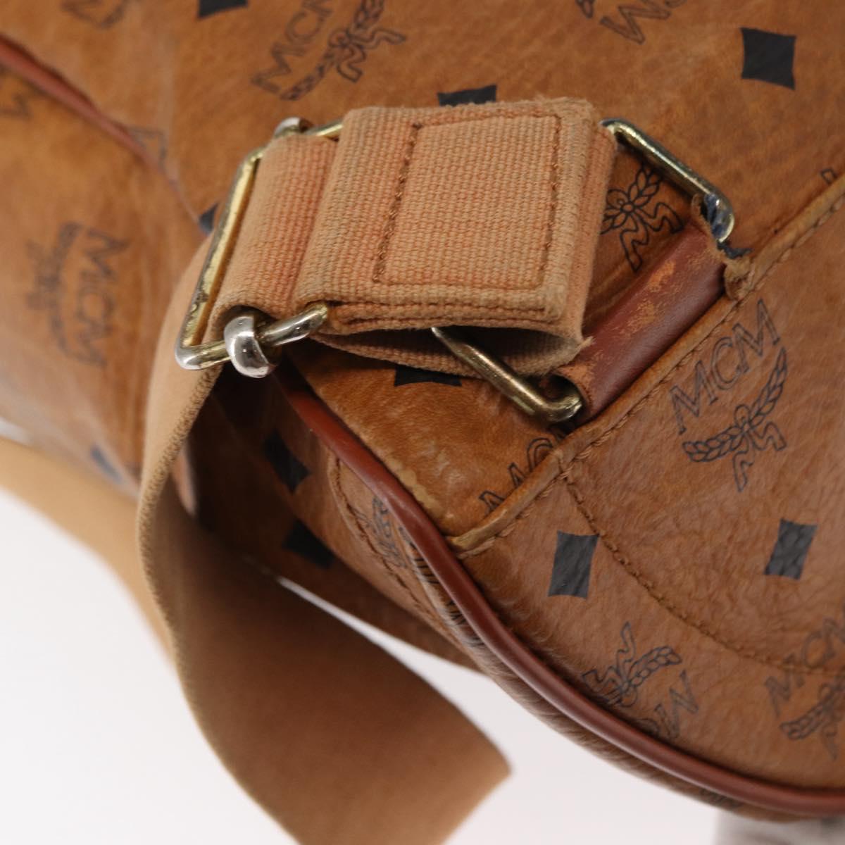 MCM Logogram Vicetos Backpack PVC Leather Brown Gold Auth yk19568