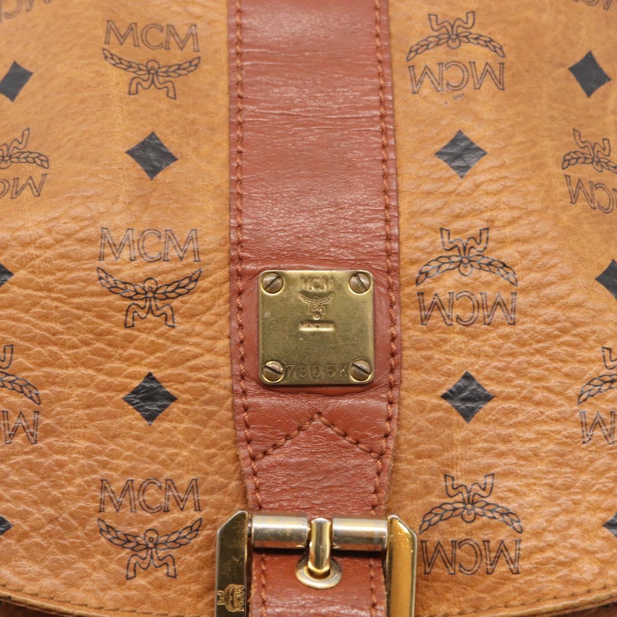 MCM Logogram Vicetos Backpack PVC Leather Brown Gold Auth yk19568
