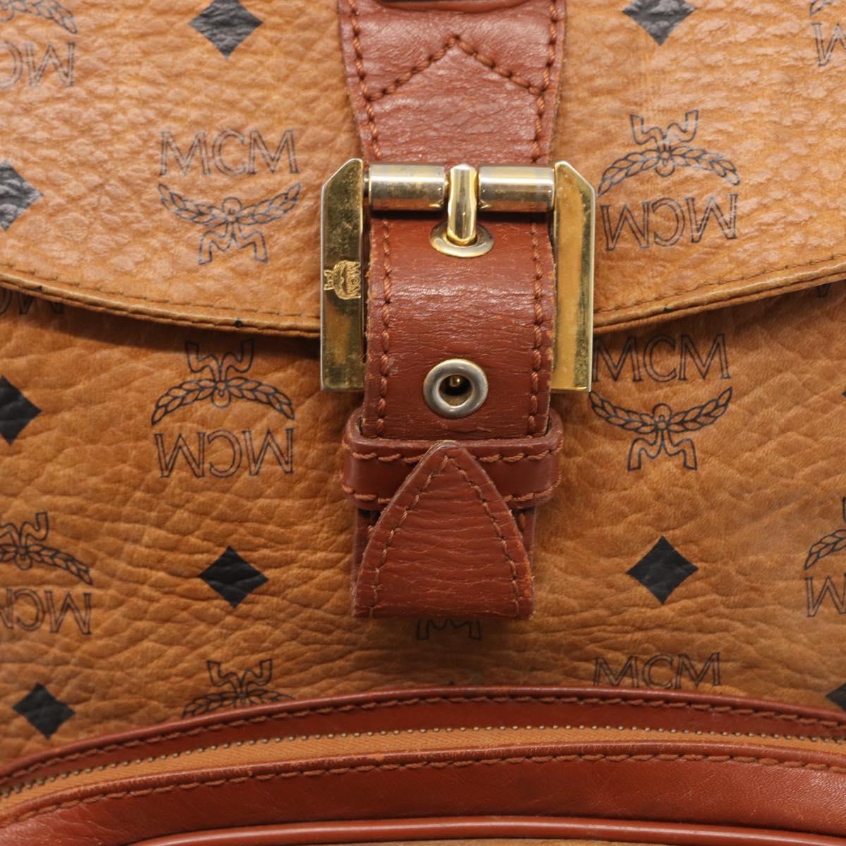 MCM Logogram Vicetos Backpack PVC Leather Brown Gold Auth yk19568