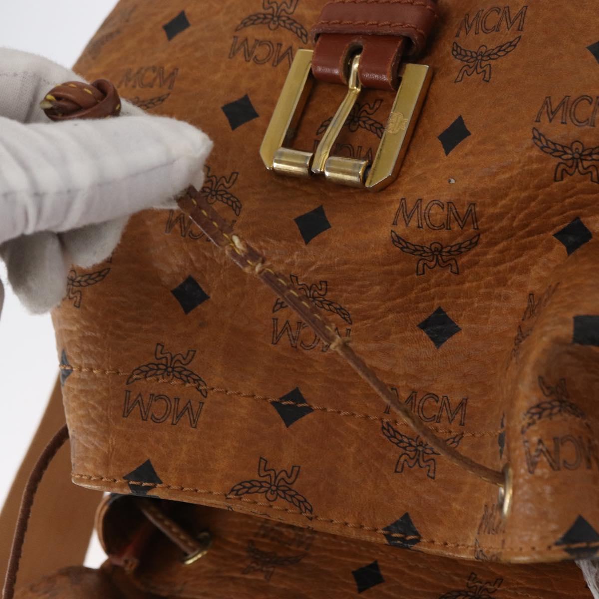 MCM Logogram Vicetos Backpack PVC Leather Brown Gold Auth yk19568