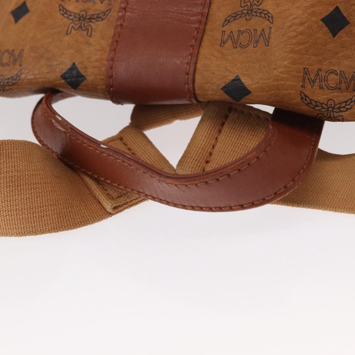 MCM Logogram Vicetos Backpack PVC Leather Brown Gold Auth yk19568