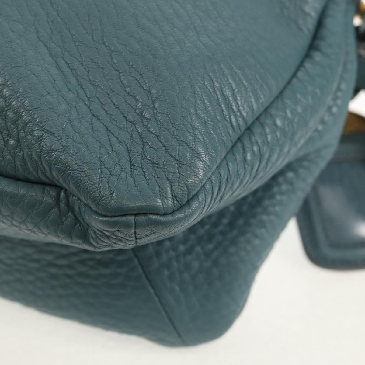 PRADA Shoulder Bag Leather Light Blue Gold Auth yk19577V