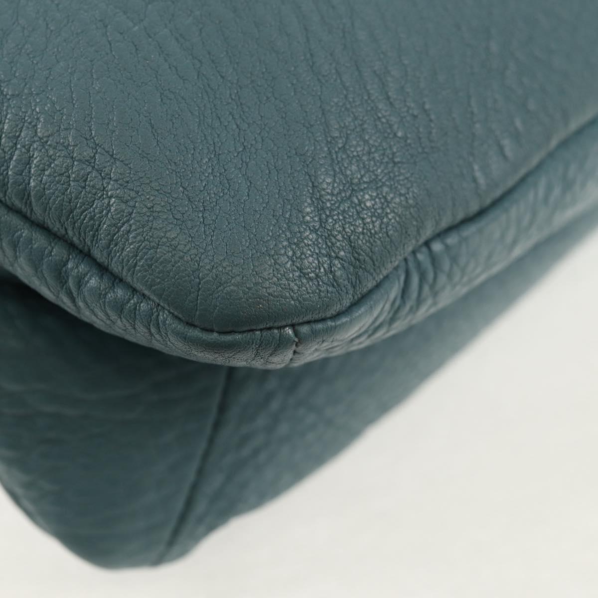 PRADA Shoulder Bag Leather Light Blue Gold Auth yk19577V