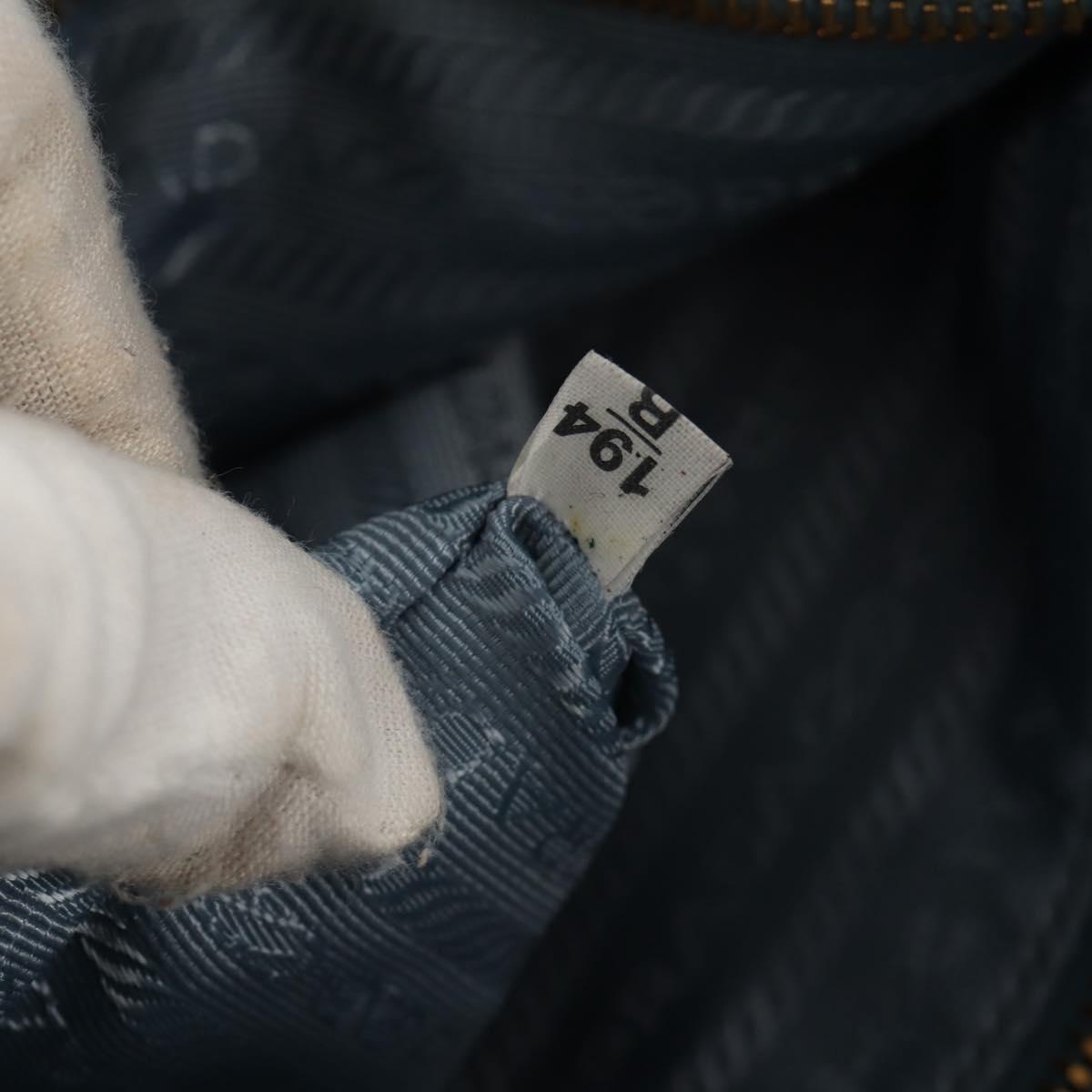 PRADA Shoulder Bag Leather Light Blue Gold Auth yk19577V