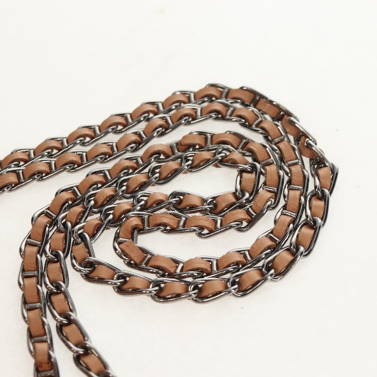 PRADA Gathered Chain Shoulder Bag Leather Beige Silver B4553C Auth yk19578V