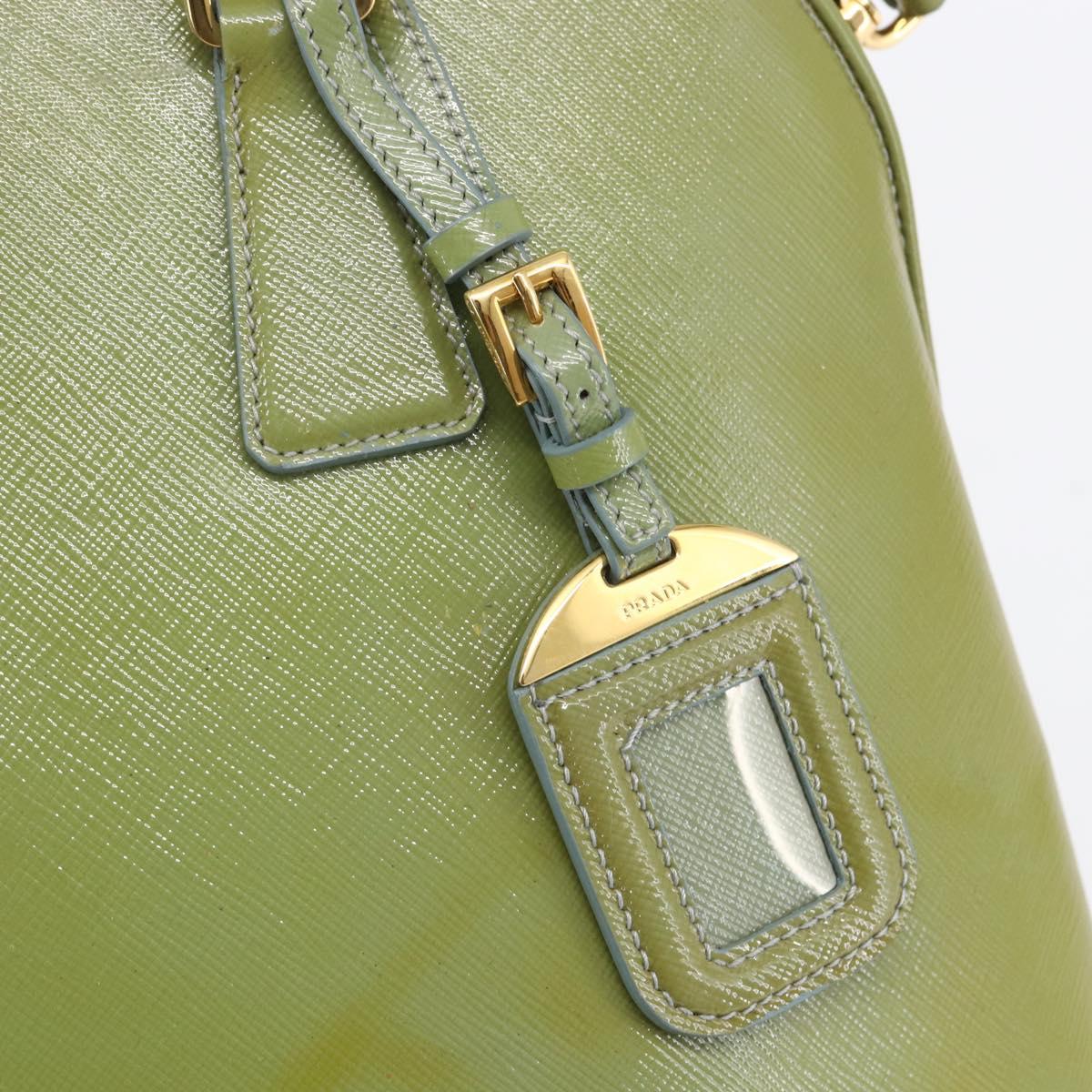 PRADA Hand Bag Safiano leather 2way Blue Gold Auth yk19579