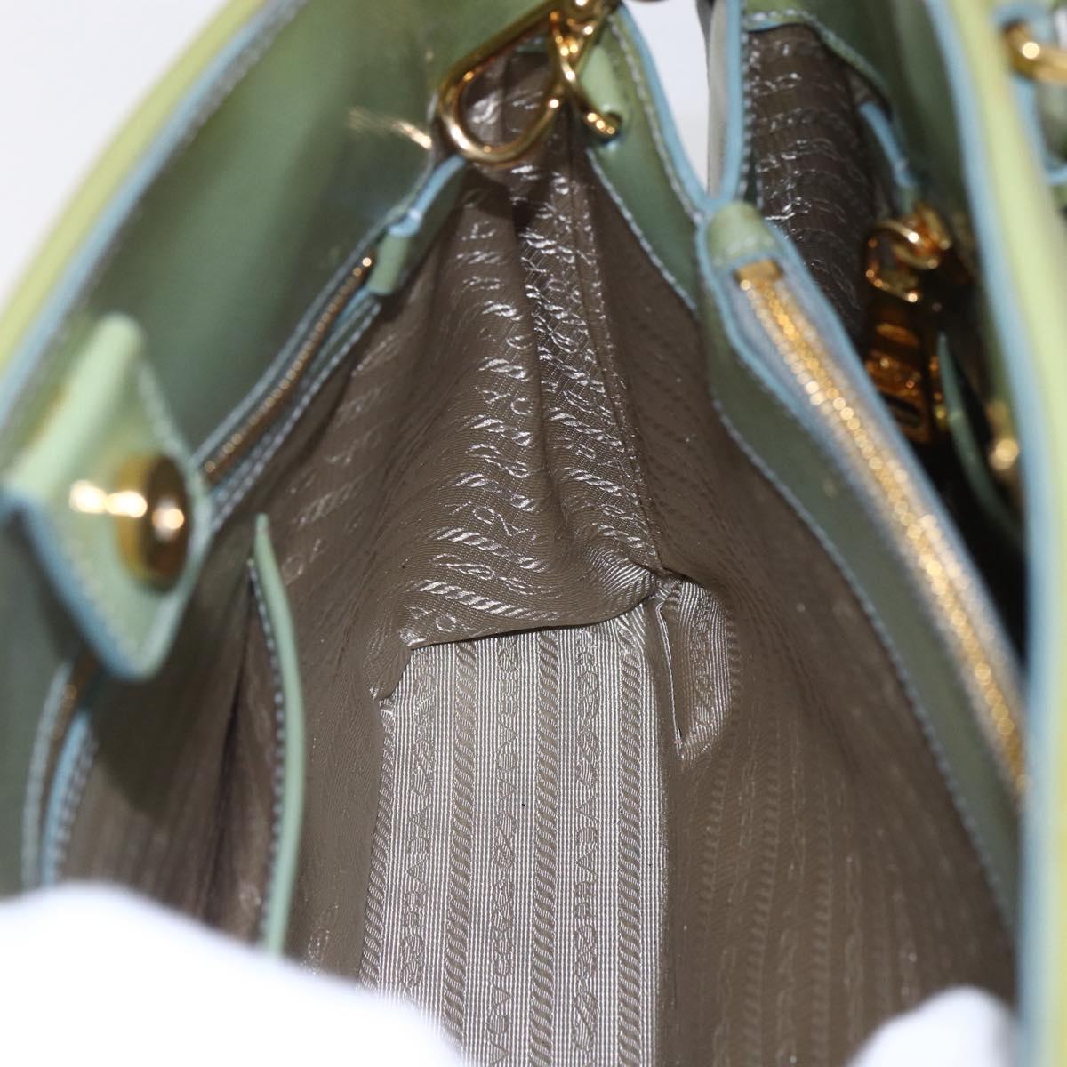 PRADA Hand Bag Safiano leather 2way Blue Gold Auth yk19579