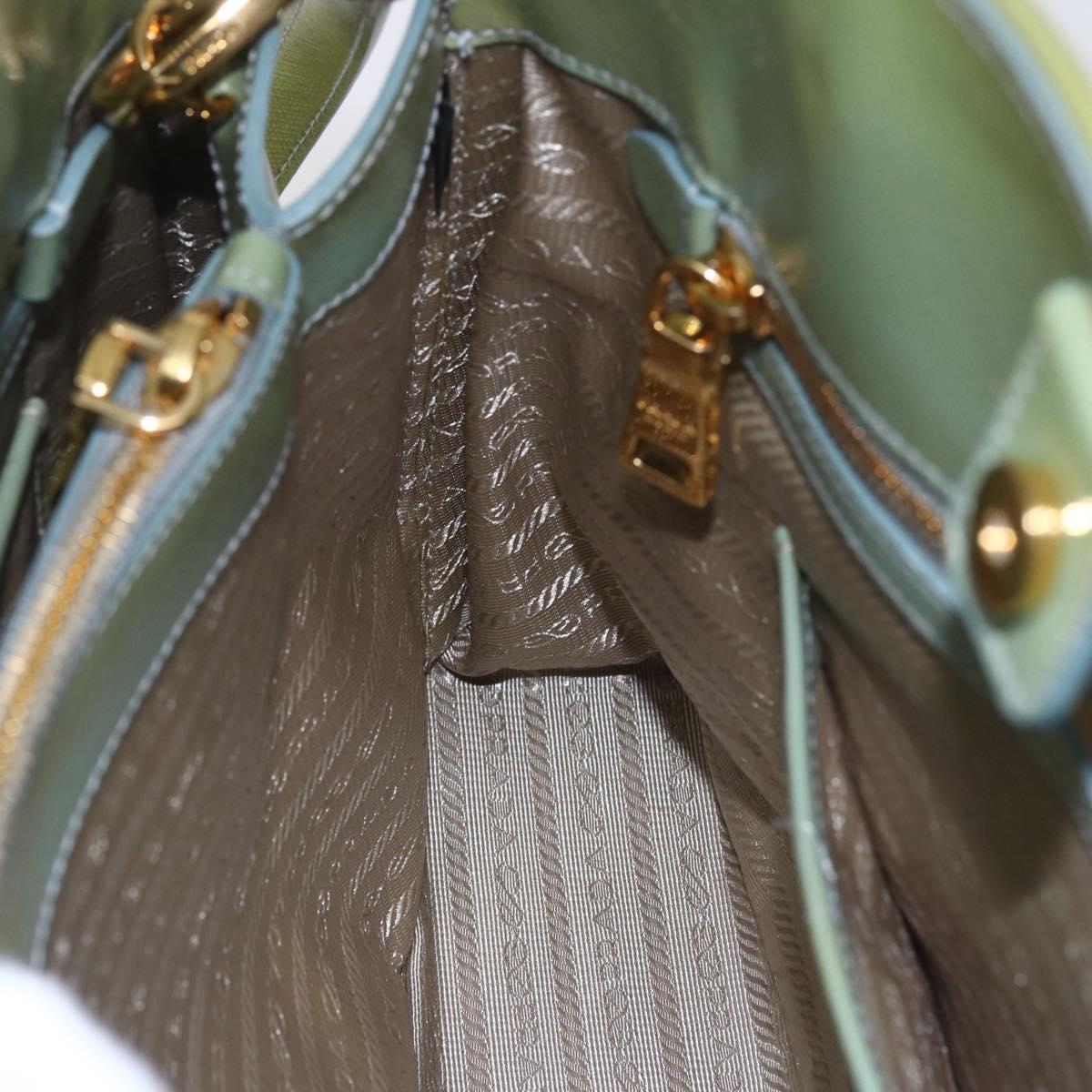 PRADA Hand Bag Safiano leather 2way Blue Gold Auth yk19579