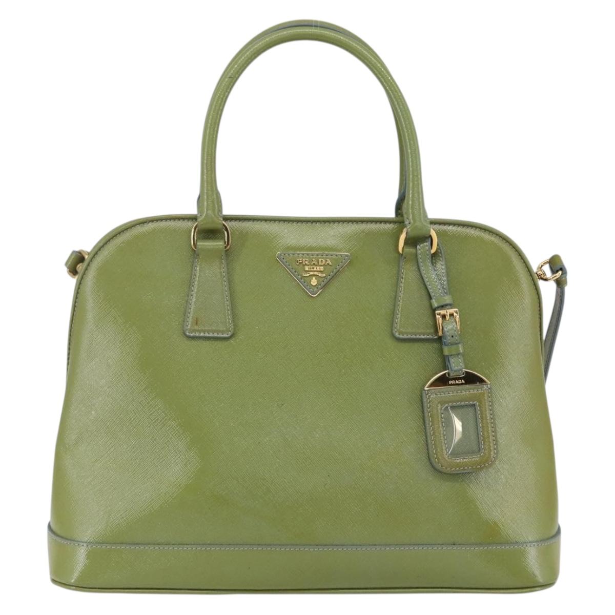 PRADA Hand Bag Safiano leather 2way Blue Gold Auth yk19579