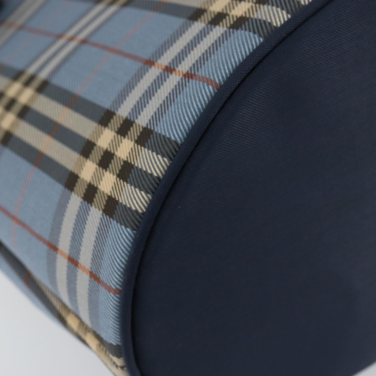 BURBERRY Nova Check Blue Label Tote Bag Canvas Light Blue Silver Auth yk19580