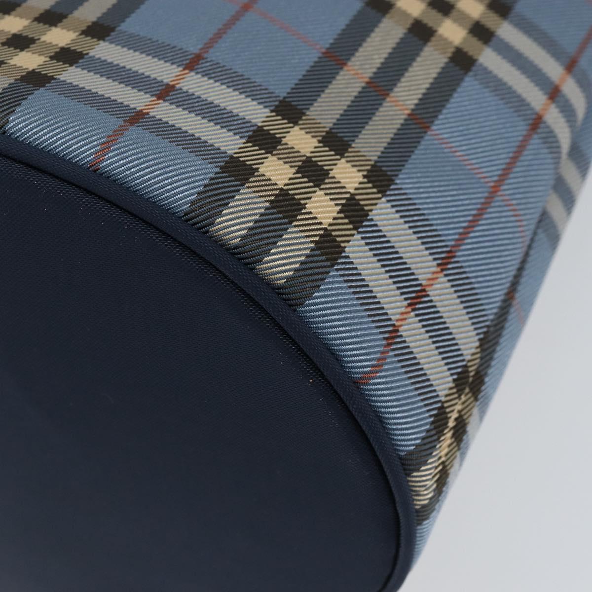 BURBERRY Nova Check Blue Label Tote Bag Canvas Light Blue Silver Auth yk19580