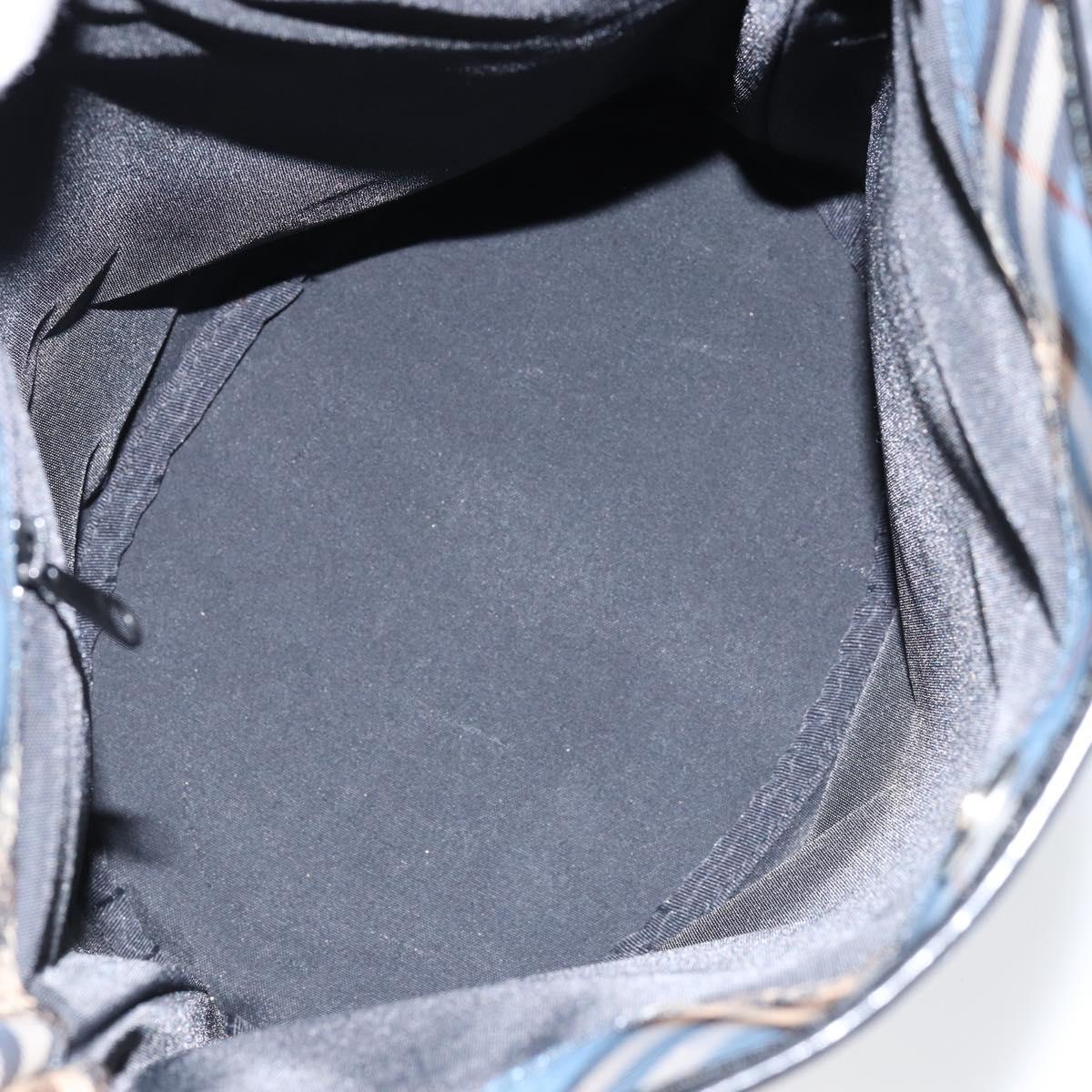 BURBERRY Nova Check Blue Label Tote Bag Canvas Light Blue Silver Auth yk19580