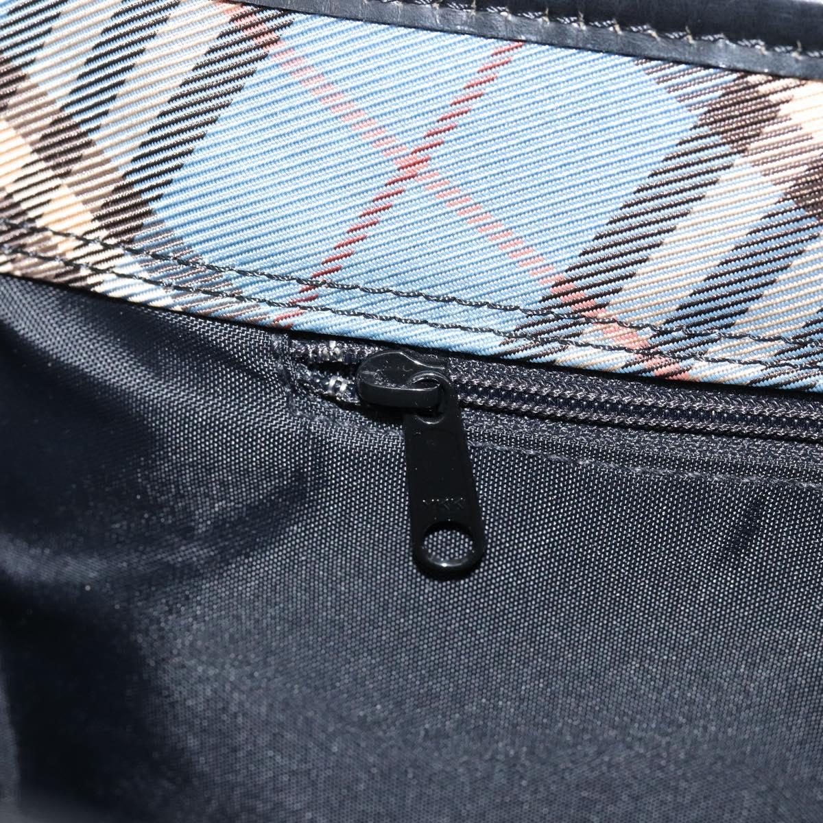 BURBERRY Nova Check Blue Label Tote Bag Canvas Light Blue Silver Auth yk19580