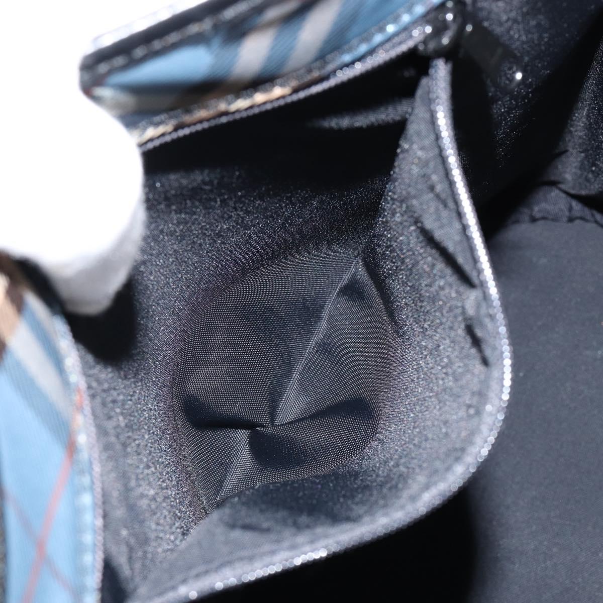 BURBERRY Nova Check Blue Label Tote Bag Canvas Light Blue Silver Auth yk19580