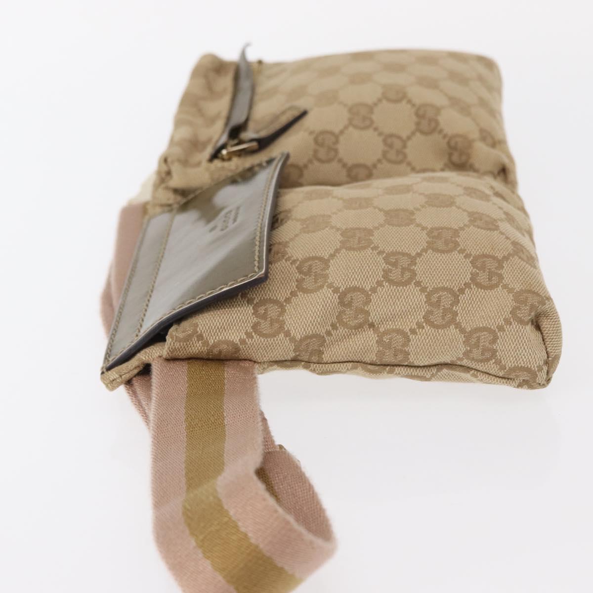 GUCCI GG Canvas Waist bag Beige Gold 28566 Auth yk19581