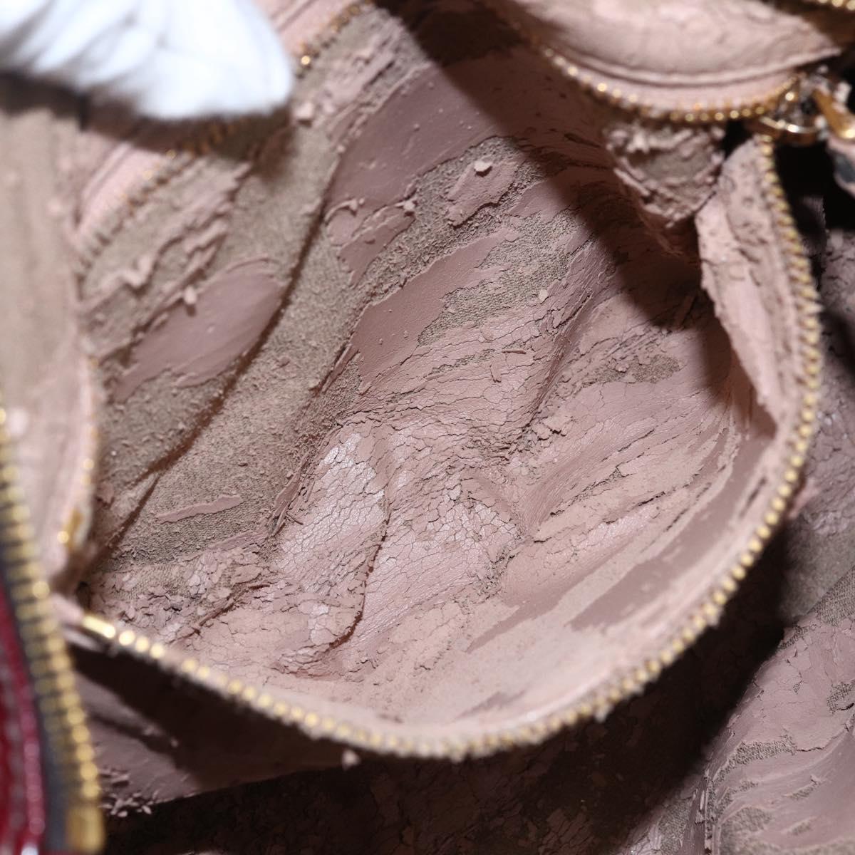 PRADA Shoulder Bag Leather Bordeaux Gold Auth yk19583