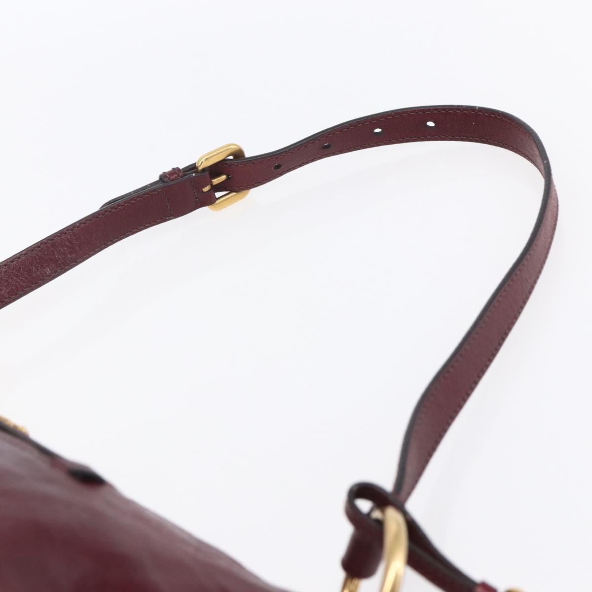 PRADA Shoulder Bag Leather Bordeaux Gold Auth yk19583
