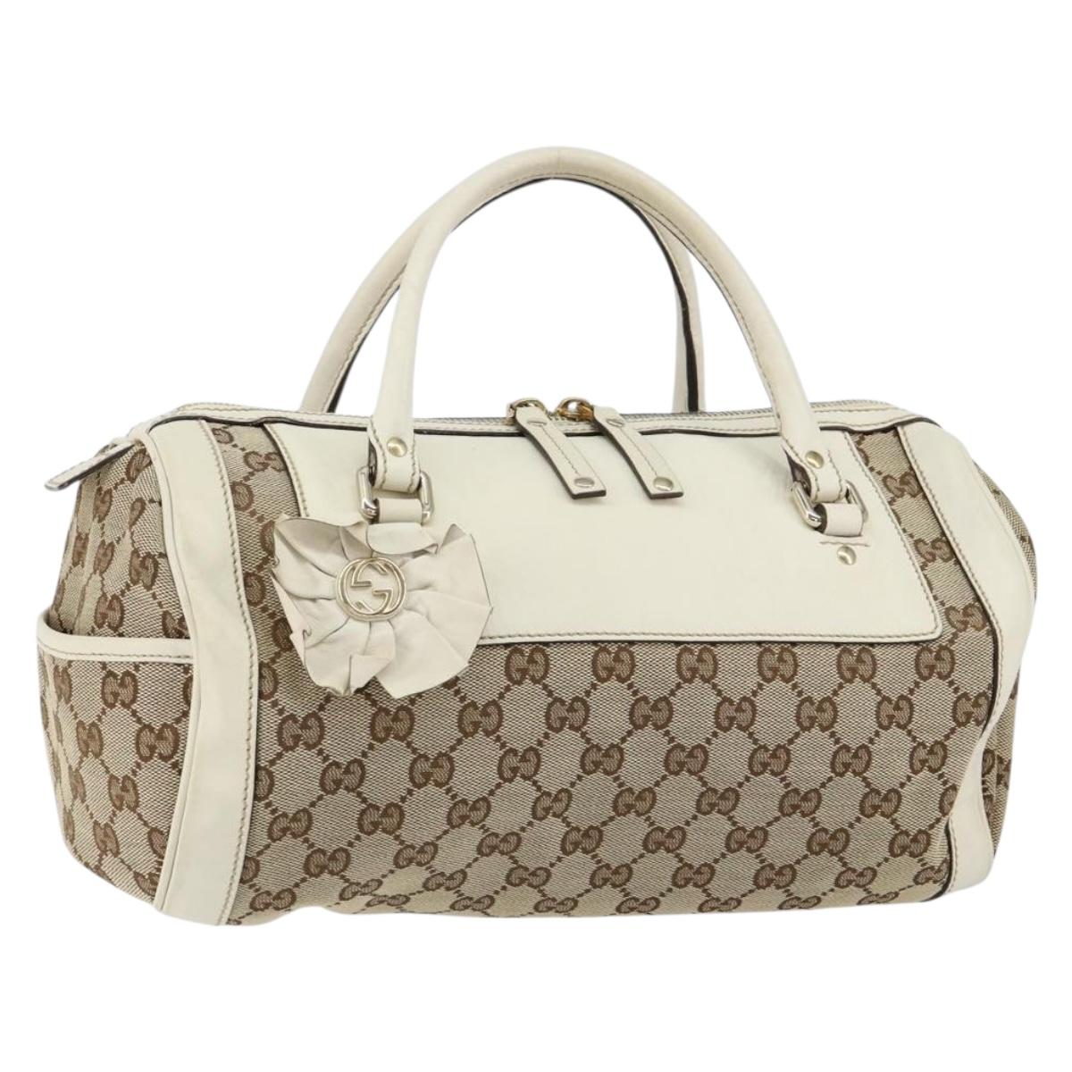 GUCCI GG Canvas Hand Bag Beige Gold 189825 Auth yk19588