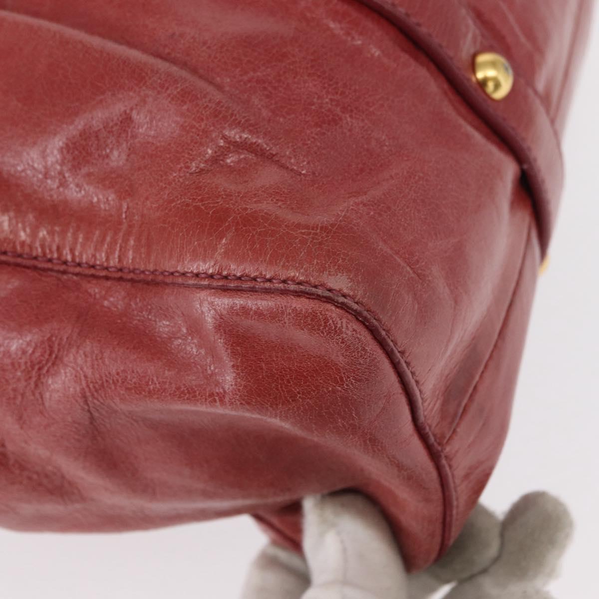 Miu Miu Vitellolux Hand Bag Leather Red Gold Auth yk19589