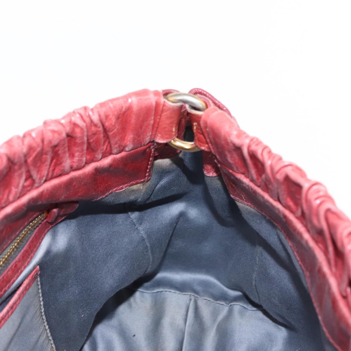 Miu Miu Vitellolux Hand Bag Leather Red Gold Auth yk19589