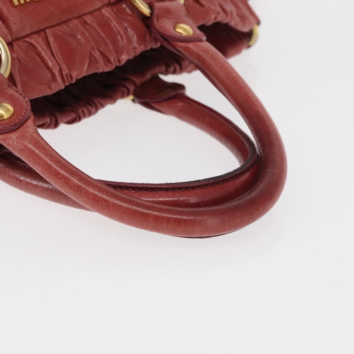 Miu Miu Vitellolux Hand Bag Leather Red Gold Auth yk19589