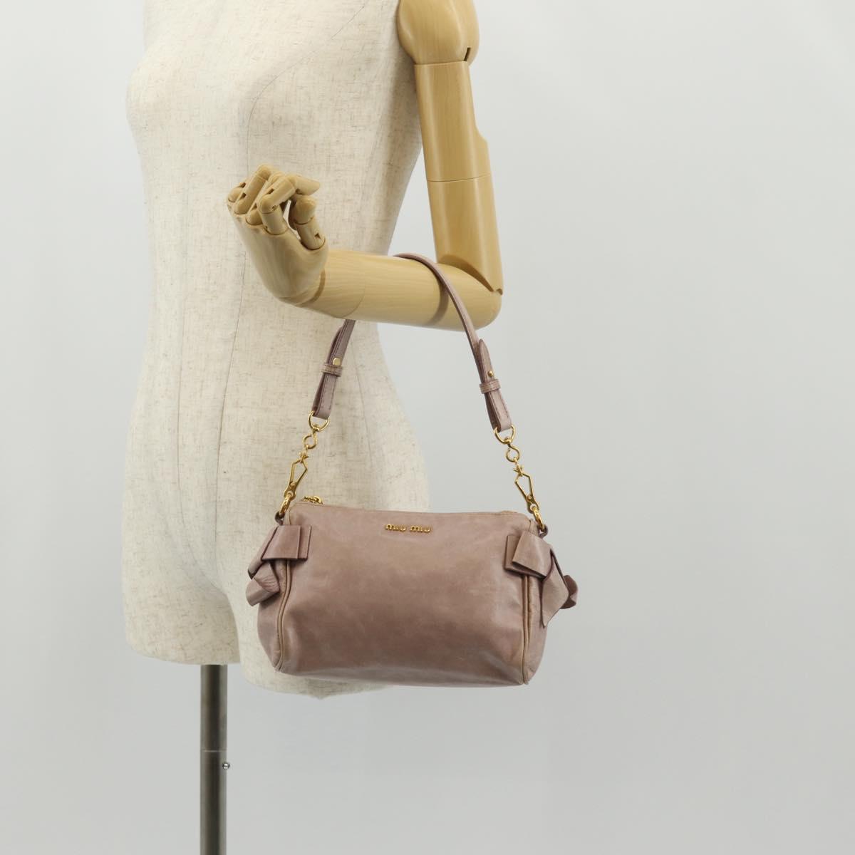 Miu Miu Shoulder Bag Leather Pink Gold Auth yk19597V