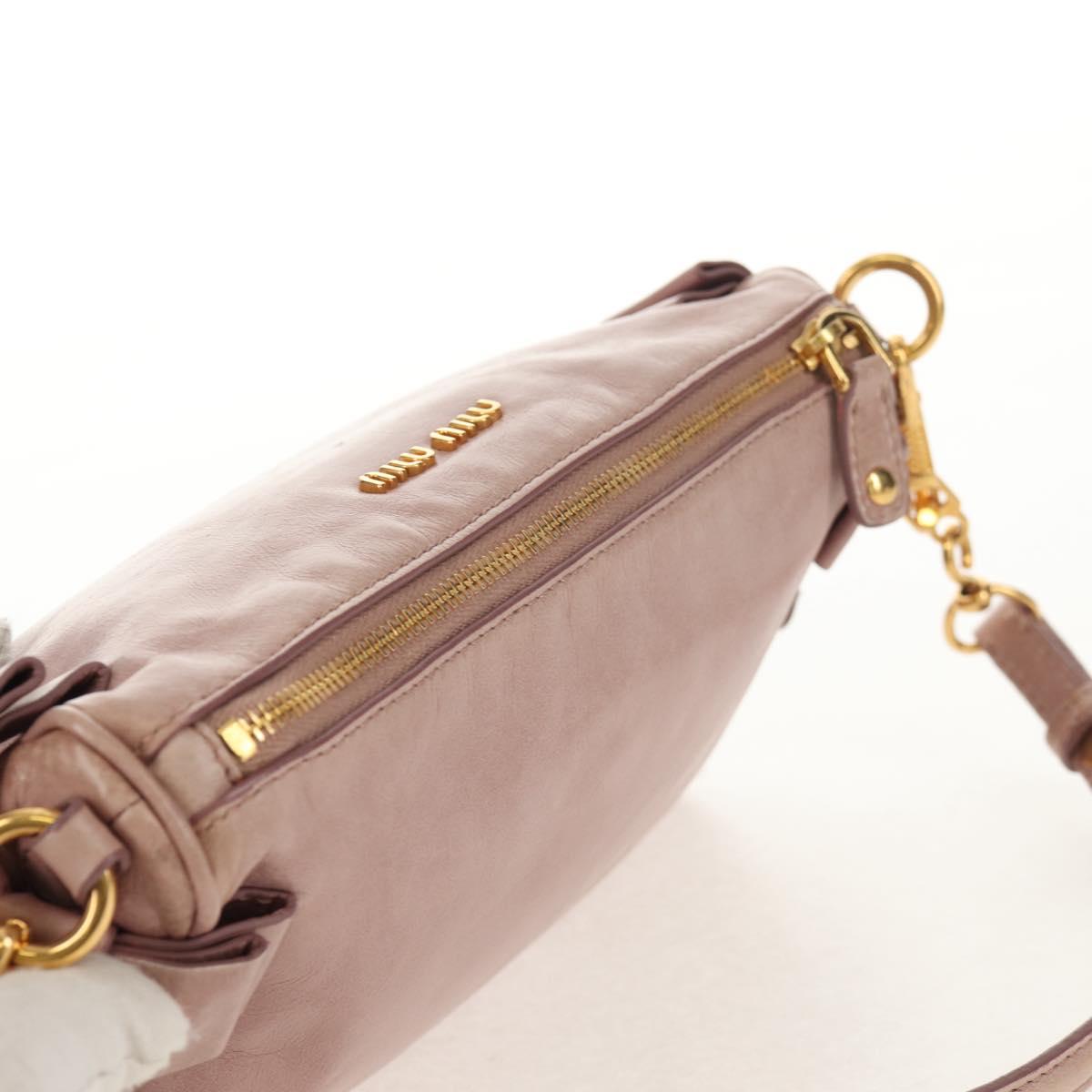 Miu Miu Shoulder Bag Leather Pink Gold Auth yk19597V