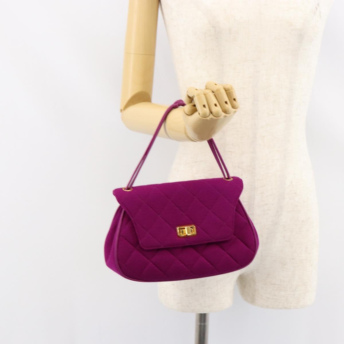 CHANEL 2.55 Matelasse Hand Bag Cotton Purple Gold CC Auth yk19598