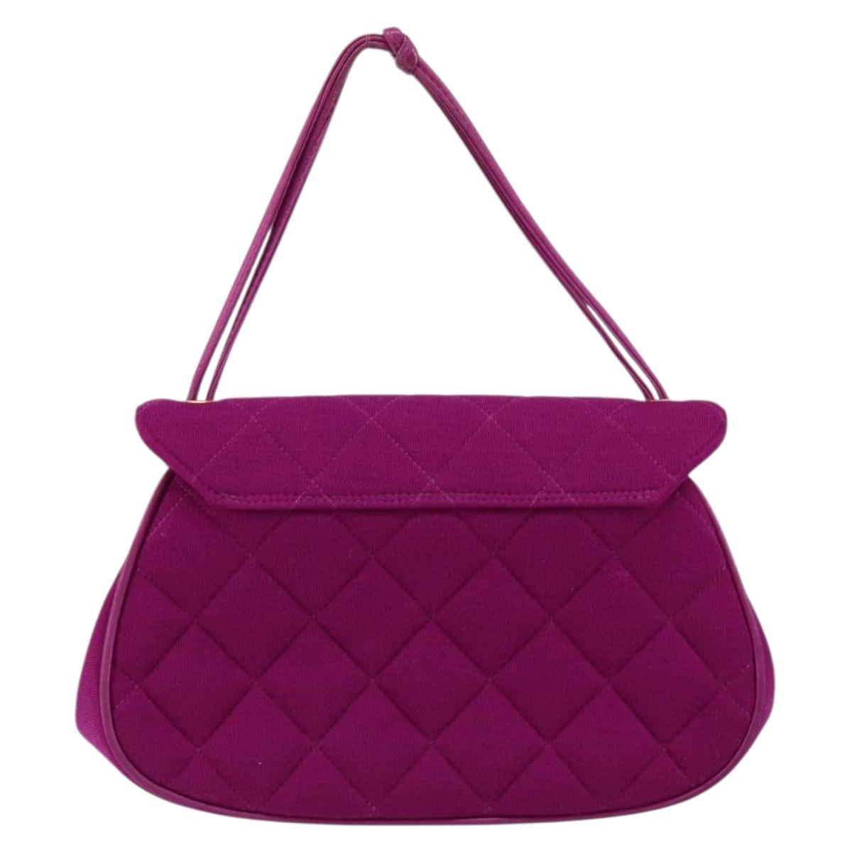 CHANEL 2.55 Matelasse Hand Bag Cotton Purple Gold CC Auth yk19598