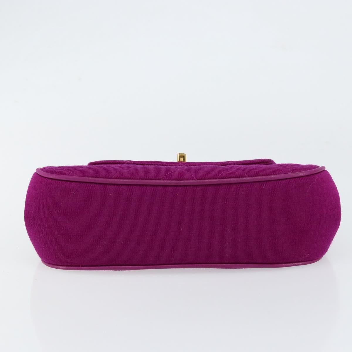 CHANEL 2.55 Matelasse Hand Bag Cotton Purple Gold CC Auth yk19598