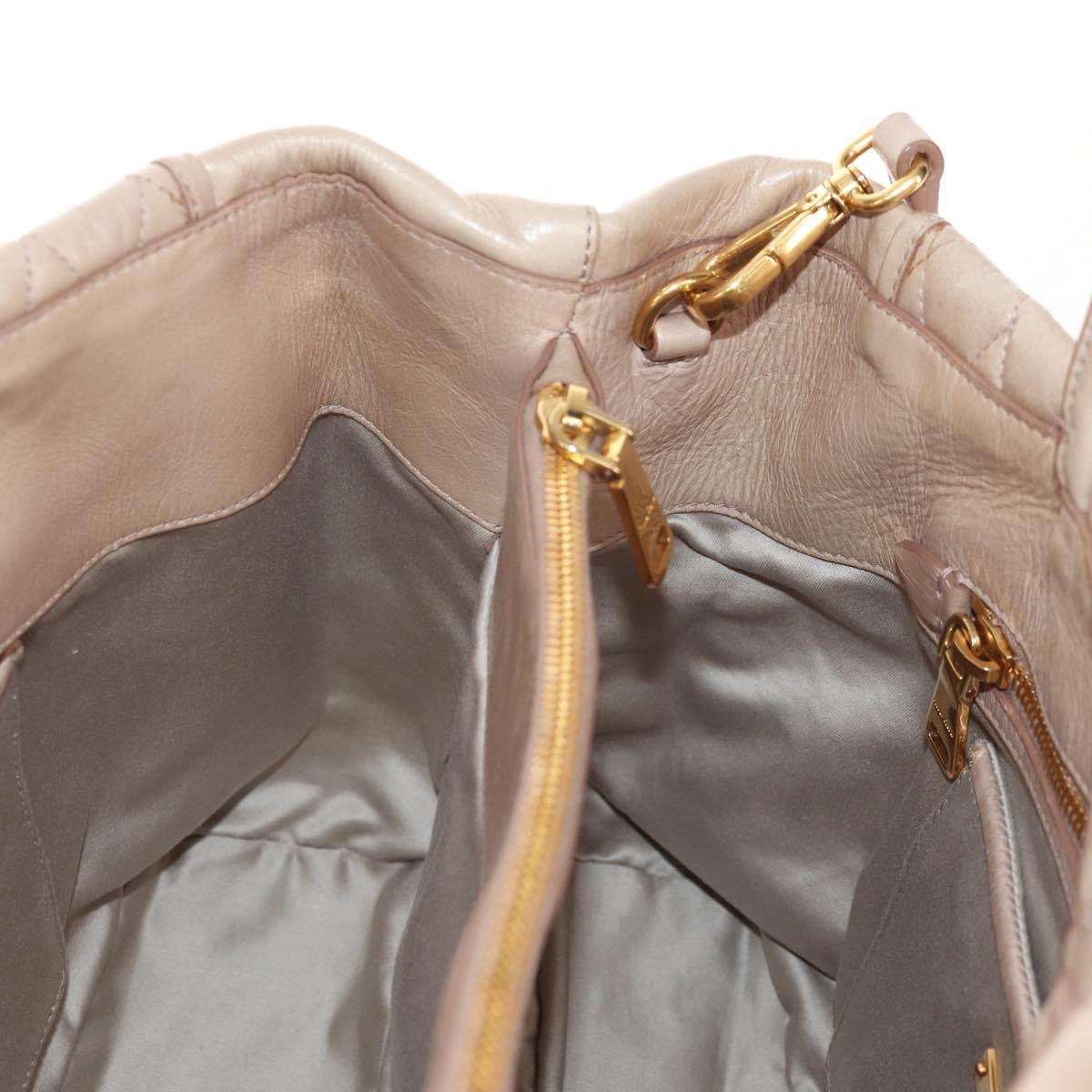 Miu Miu Hand Bag Leather 2way Beige Gold Auth yk19600V