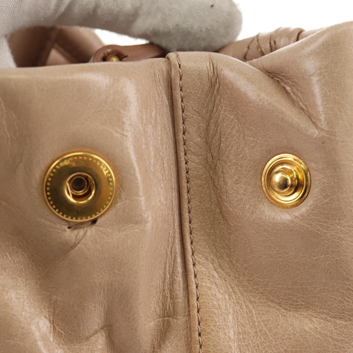 Miu Miu Hand Bag Leather 2way Beige Gold Auth yk19600V