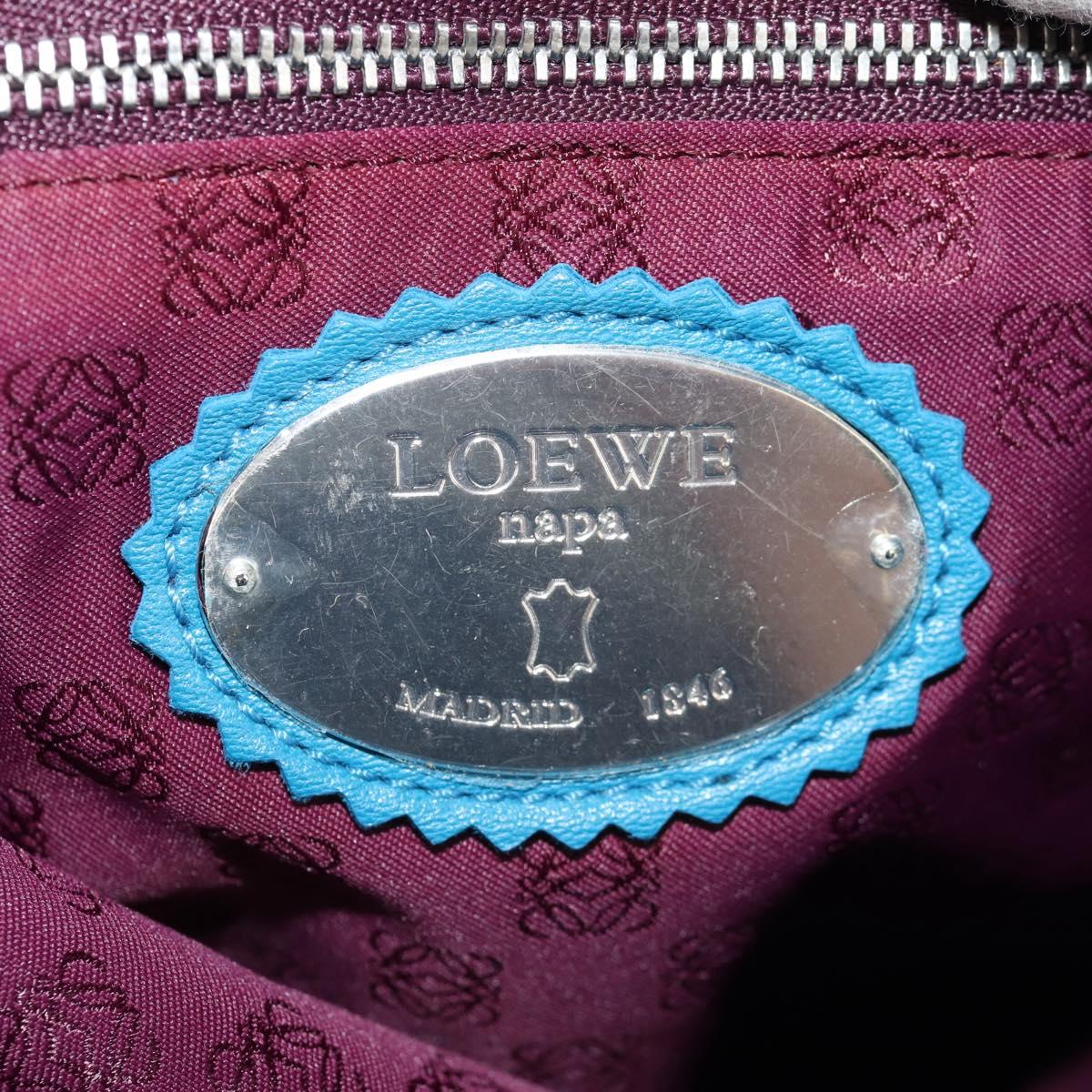 LOEWE Anagram Shoulder Bag Leather Blue Auth yk19601V