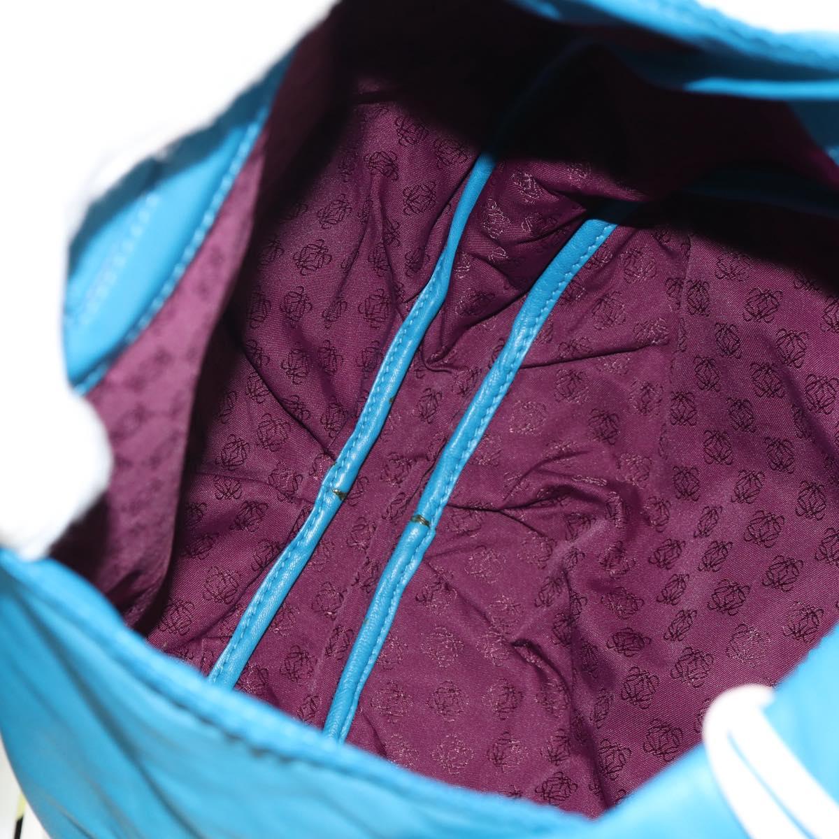 LOEWE Anagram Shoulder Bag Leather Blue Auth yk19601V