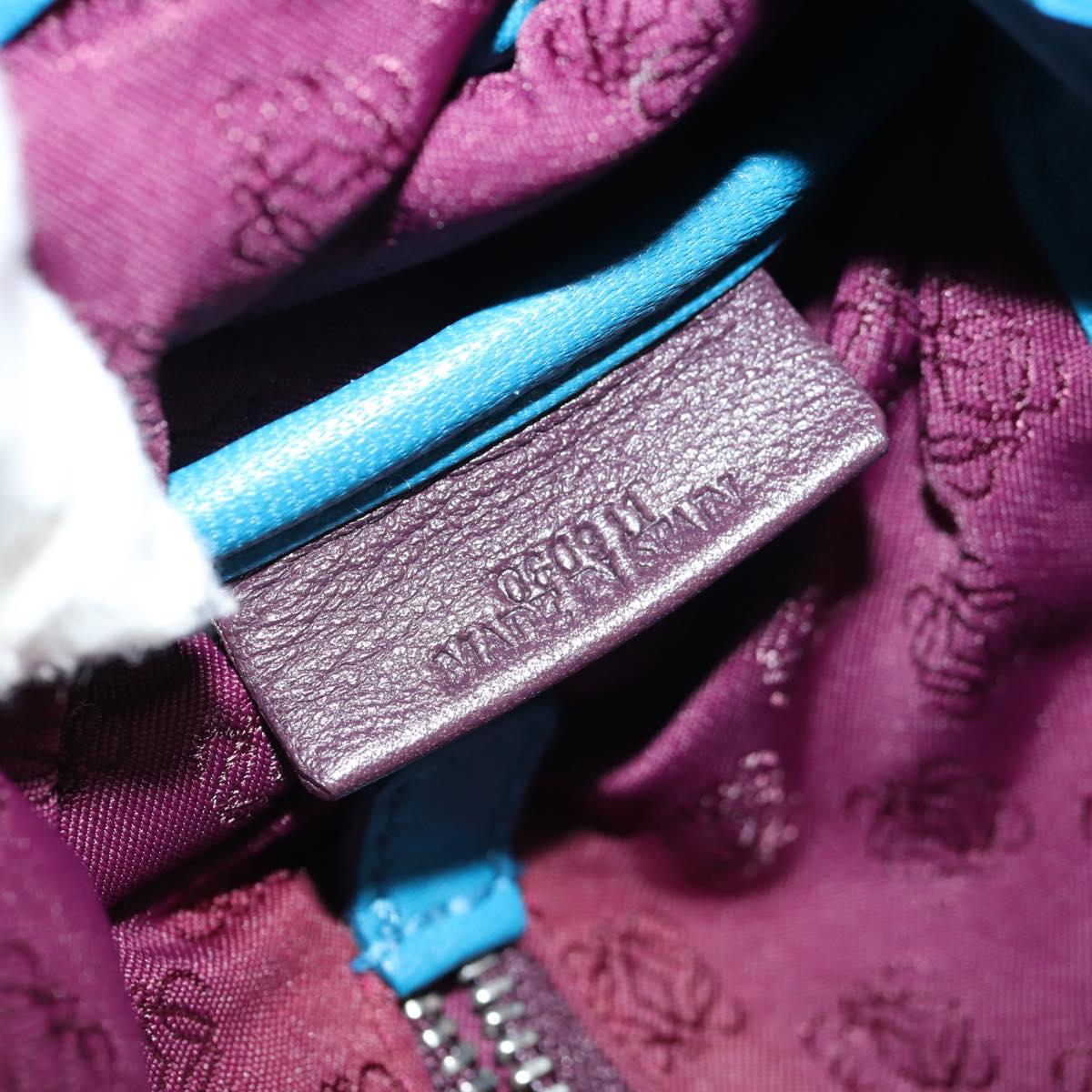 LOEWE Anagram Shoulder Bag Leather Blue Auth yk19601V