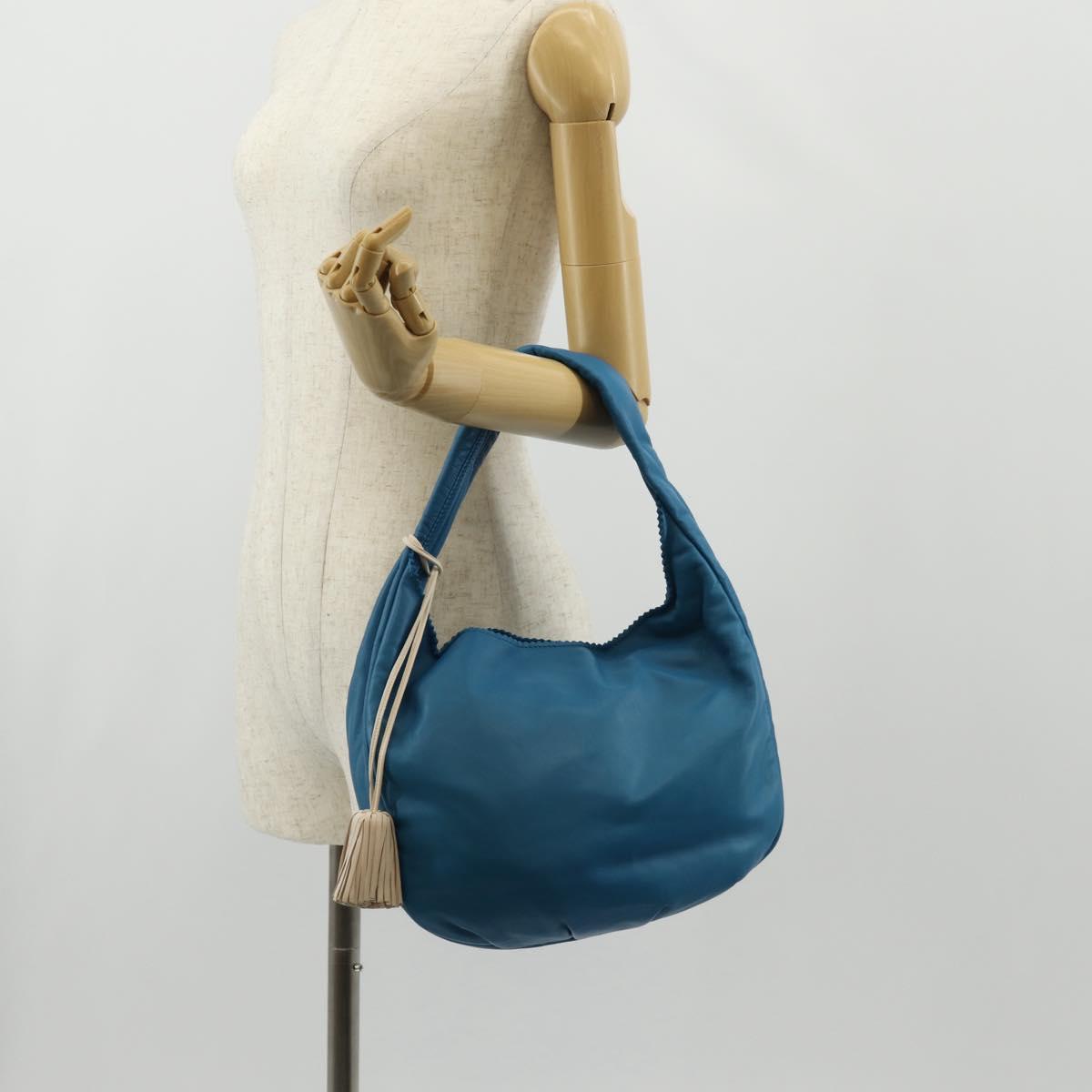 LOEWE Anagram Shoulder Bag Leather Blue Auth yk19601V