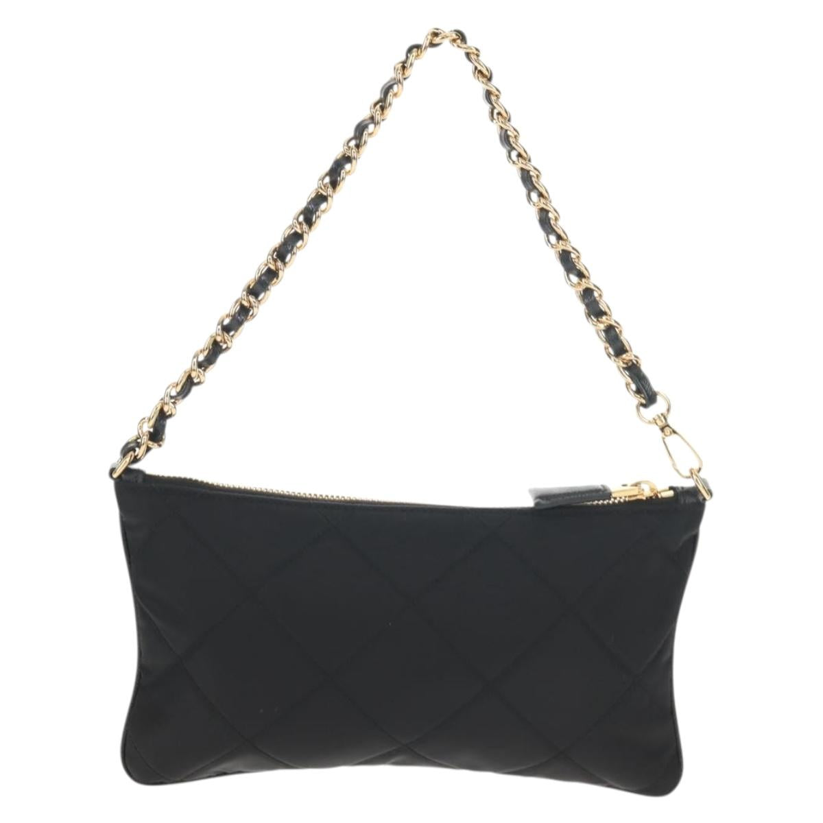 PRADA Test Input Accessory Pouch Nylon Black Gold Auth yk19602V