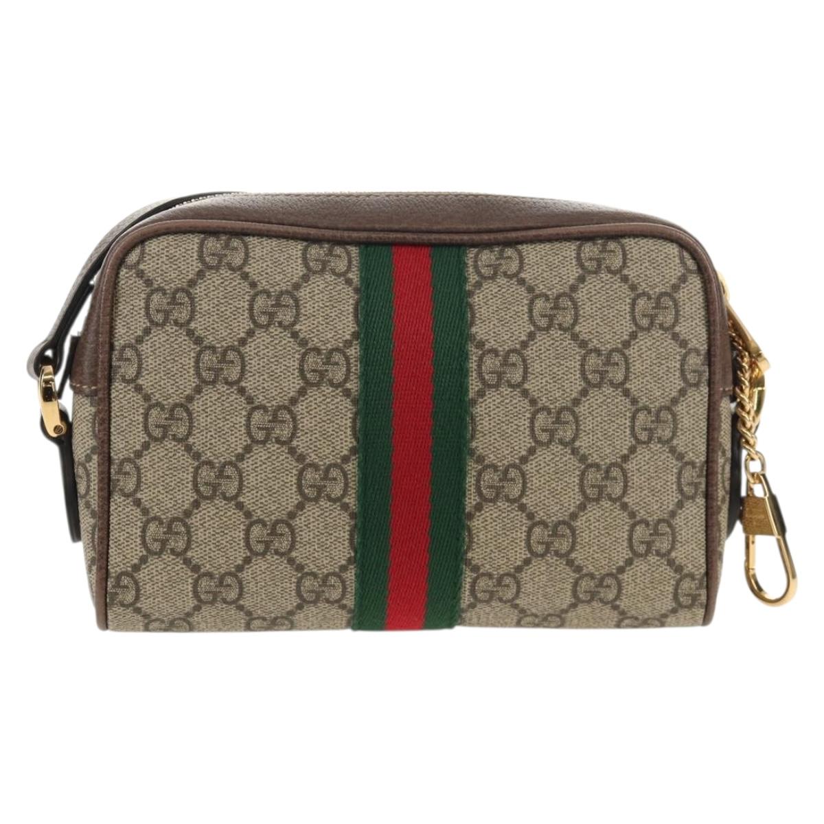 GUCCI Ophidia GG Supreme Web Sherry Line Bag PVC Beige 517350 Auth yk19604M