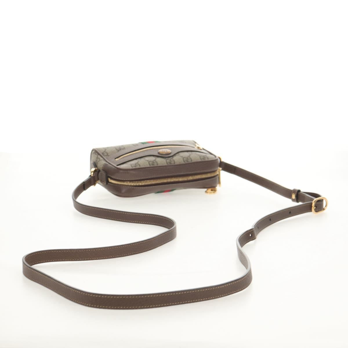 GUCCI Ophidia GG Supreme Web Sherry Line Bag PVC Beige 517350 Auth yk19604M