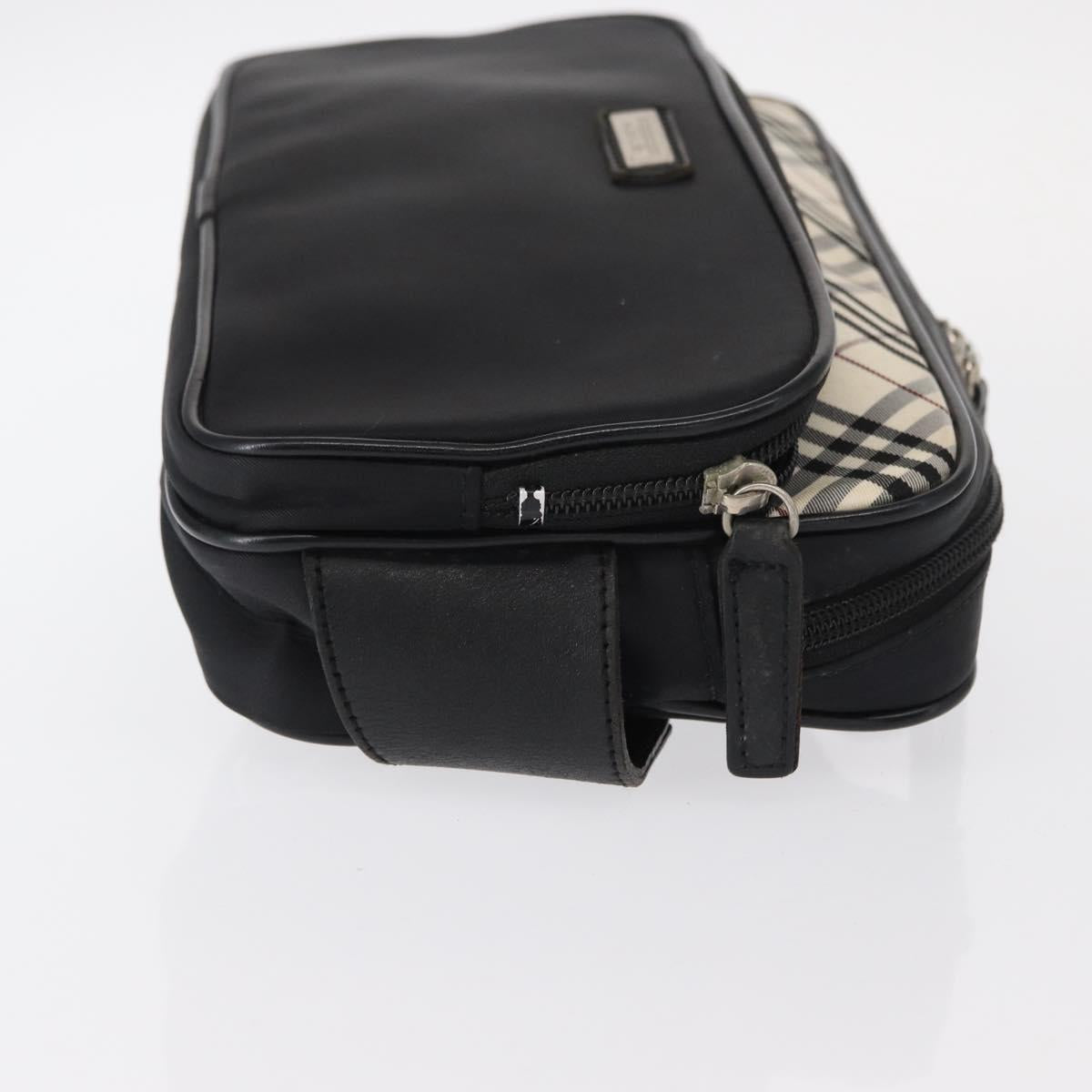 BURBERRY Nova Check Black label Waist bag Nylon Black Silver Auth yk19615