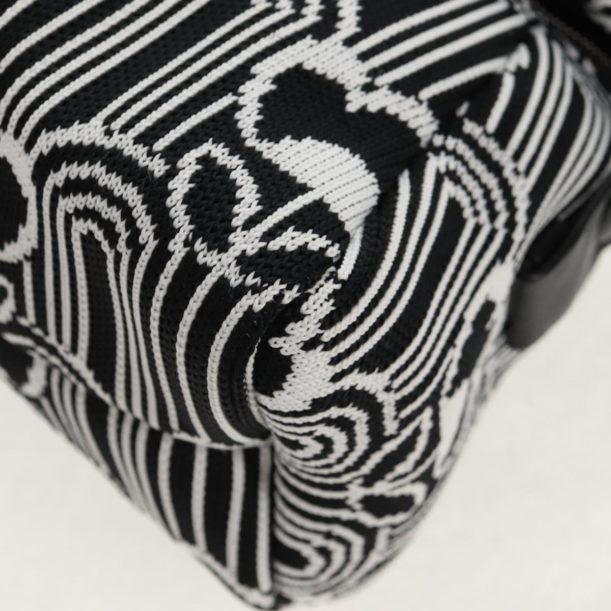 PRADA Signeau Shoulder Bag Canvas Black Silver 1BC165 Auth yk19619M