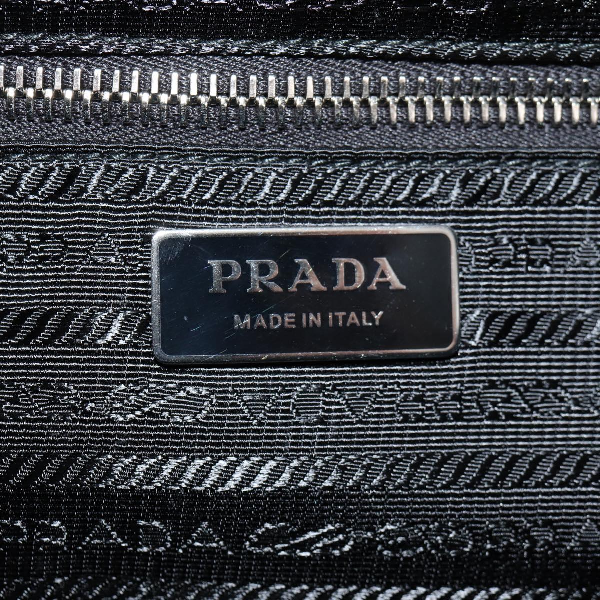 PRADA Signeau Shoulder Bag Canvas Black Silver 1BC165 Auth yk19619M