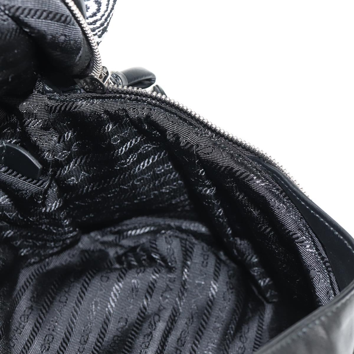 PRADA Signeau Shoulder Bag Canvas Black Silver 1BC165 Auth yk19619M