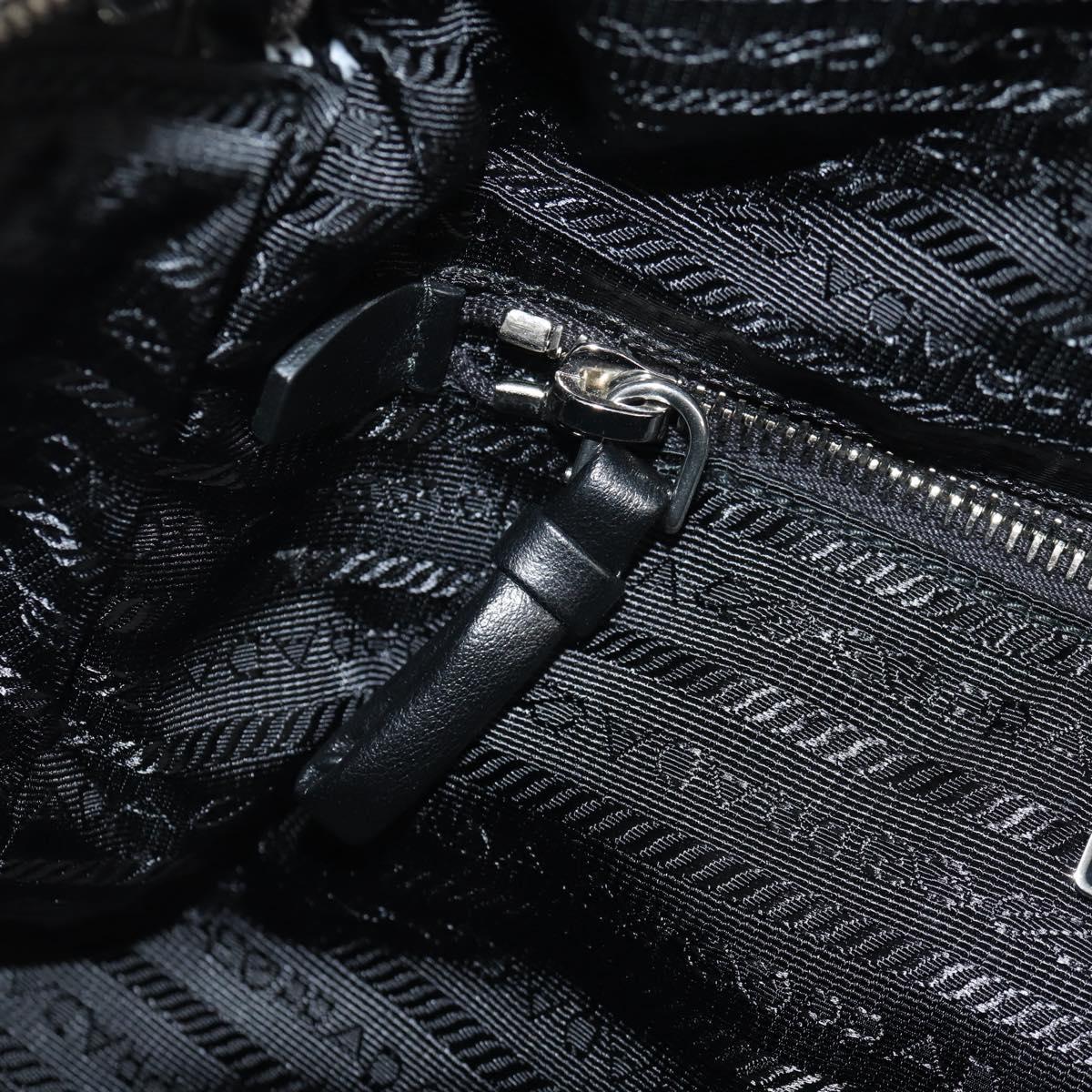 PRADA Signeau Shoulder Bag Canvas Black Silver 1BC165 Auth yk19619M